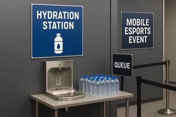 Hydration station next to the queue