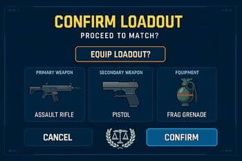 Loadout lock confirmation screen before match start
