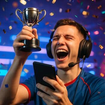 Winner receiving a compact chrome trophy