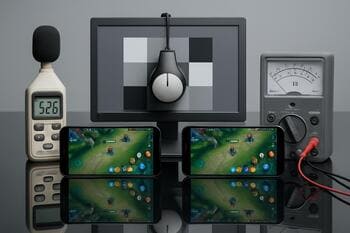 Mirror bench with test devices and calibration tools