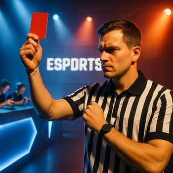 Ref showing a penalty card next to the stage
