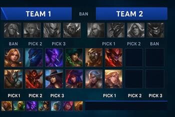 Pick/Ban matrix screen with mirrored windows