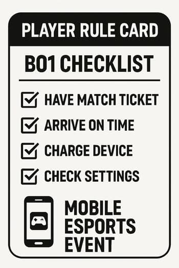 Player rule card with BO1 checklist