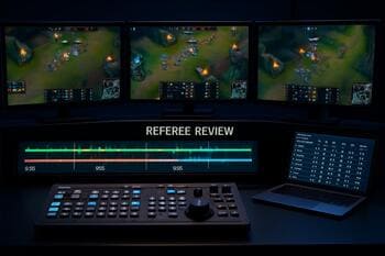Referee review console with synced timelines