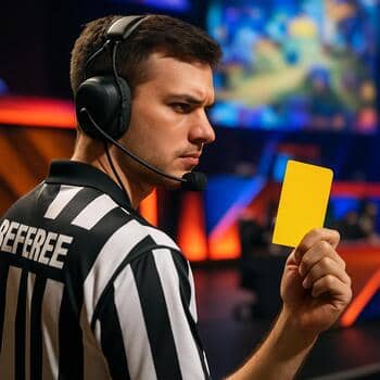 Referee holding a call card near the stage