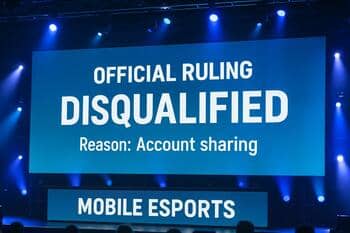 Stage screen showing an official ruling with reason