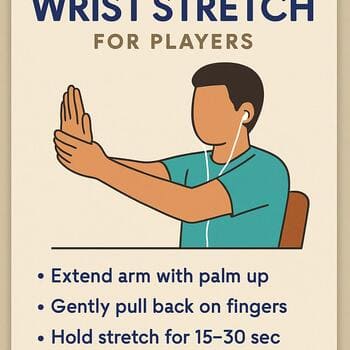 Wrist stretch cue card for players
