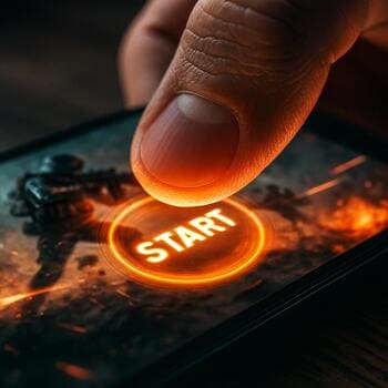 Close-up of a player’s thumb at the start tap