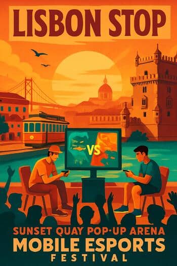 Lisbon stop — sunset quay pop-up arena