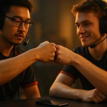 Players fist-bumping after a tight BO1