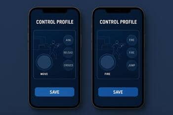 Two identical mobile devices showing matched control profiles