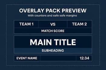 Overlay pack preview with counters and safe margins