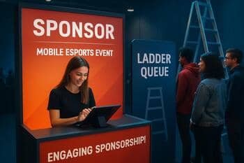 Sponsor booth next to the ladder queue