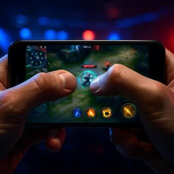 Close-up of thumbs in a decisive mobile duel