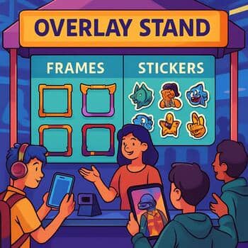 Overlay stand offering frames and stickers