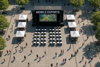 Top-down photo of a city plaza with natural lanes