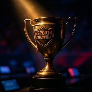 Close-up of the trophy catching a beam of light