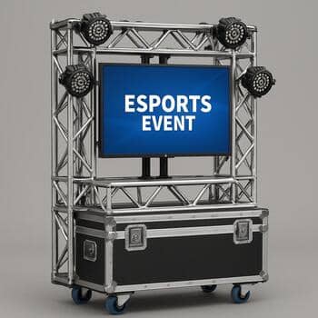 Compact truss case with lights and screen mounts